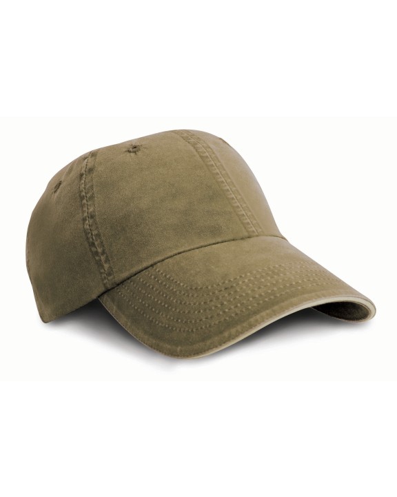 Casquettes personnalisable RESULT Casquette coton fine ligne lavé avec visière sandwich
