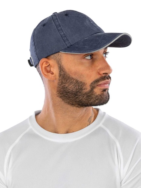 Casquettes à personnaliser RESULT Casquette coton fine ligne lavé avec visière sandwich 