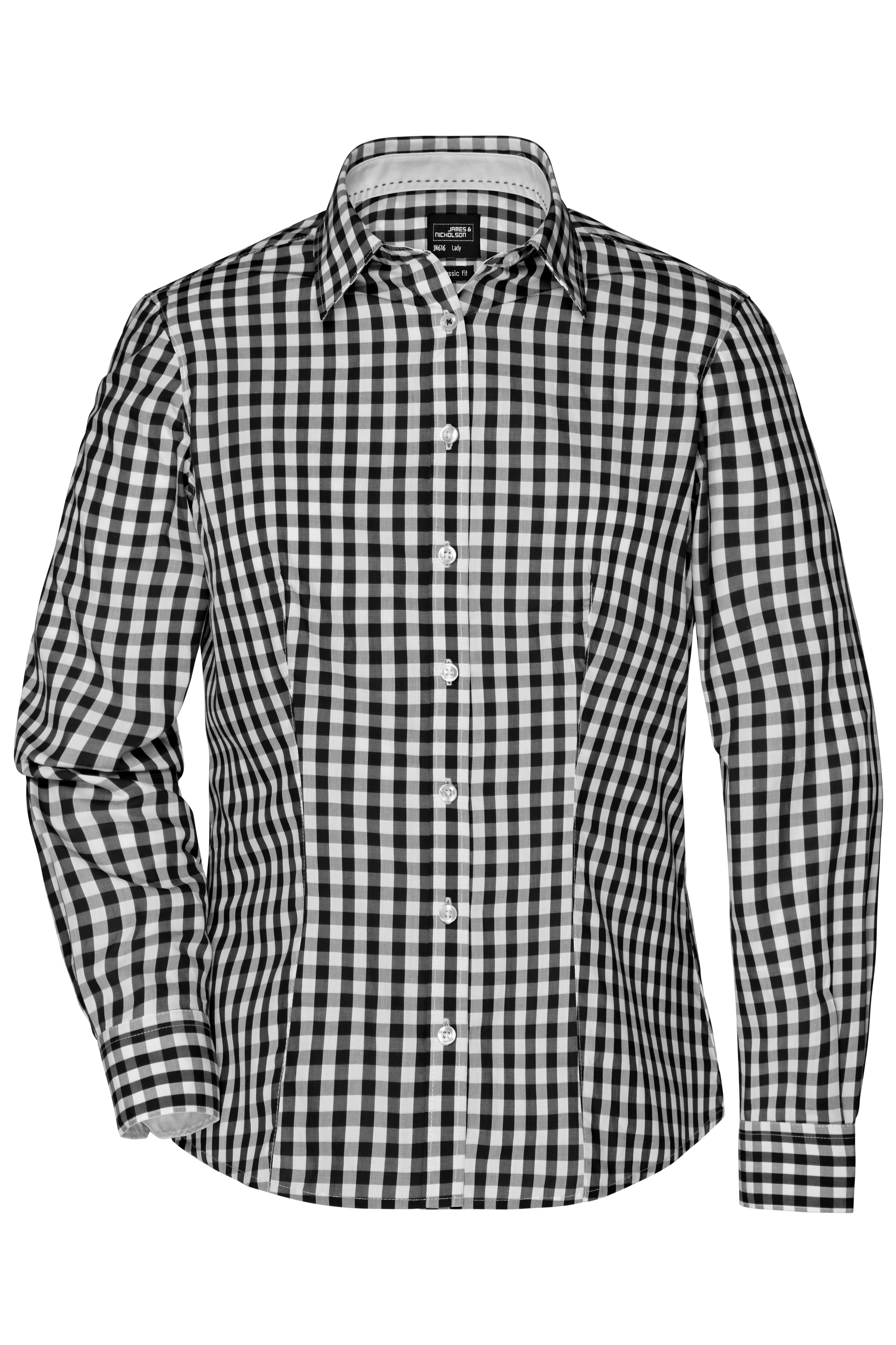 Hemden JAMES & NICHOLSON Ladies` Checked Blouse voor bedrukking &amp; borduring