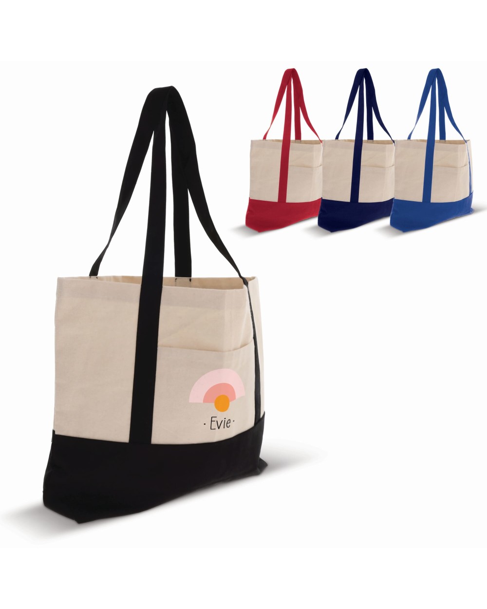 Tote bags 4DO Strandtas katoenen canvas OEKO-TEX® 280g/m² 42x10x30cm voor bedrukking &amp; borduring