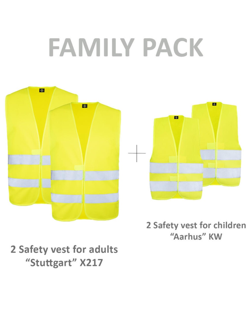 Gilets de sécurité personnalisable KORNTEX Basic Safety-Vest Family Pack