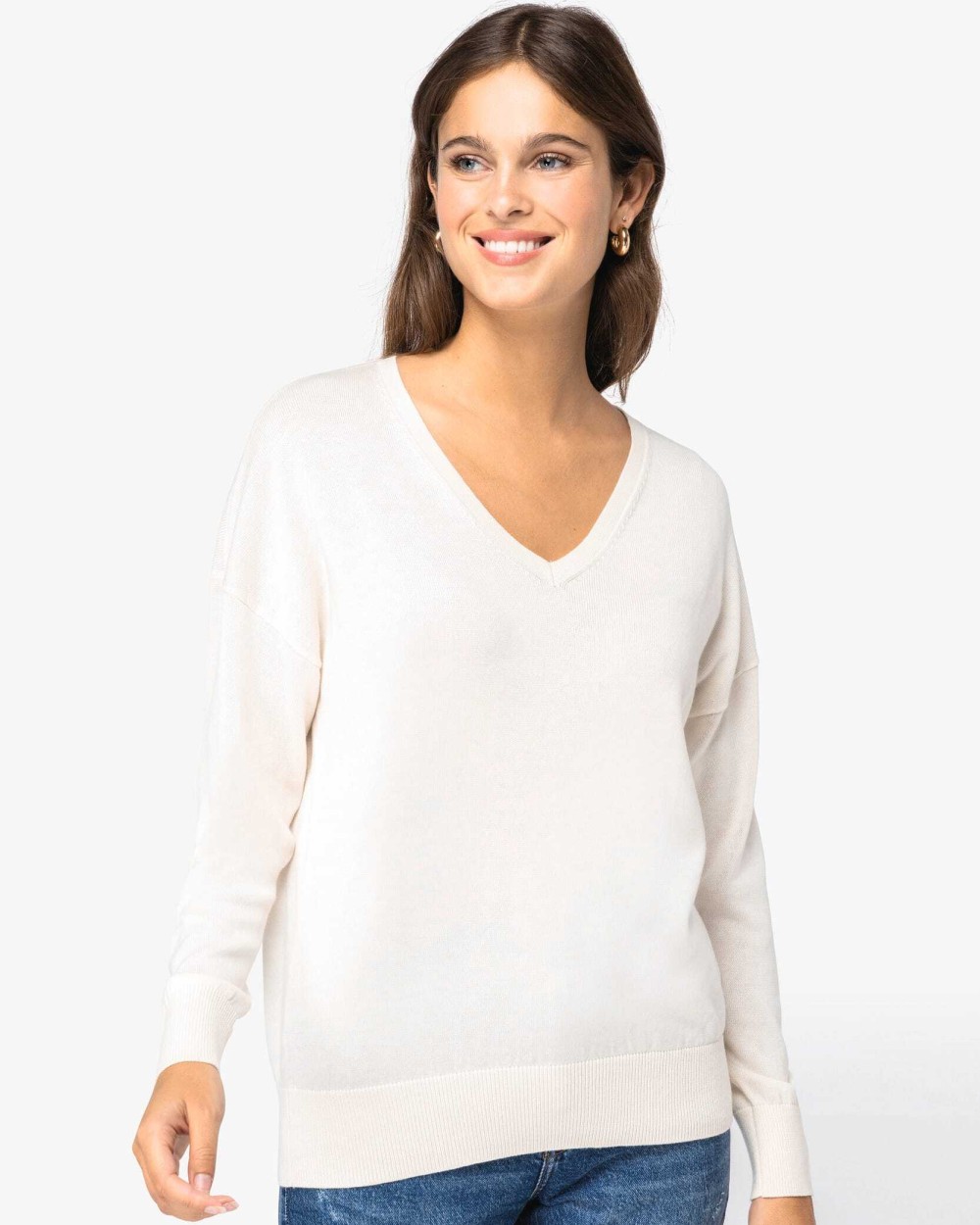 SPASSO Umweltfreundlicher Damenpullover mit V-Ausschnitt aus Lyocell Pullovers personalisierbar