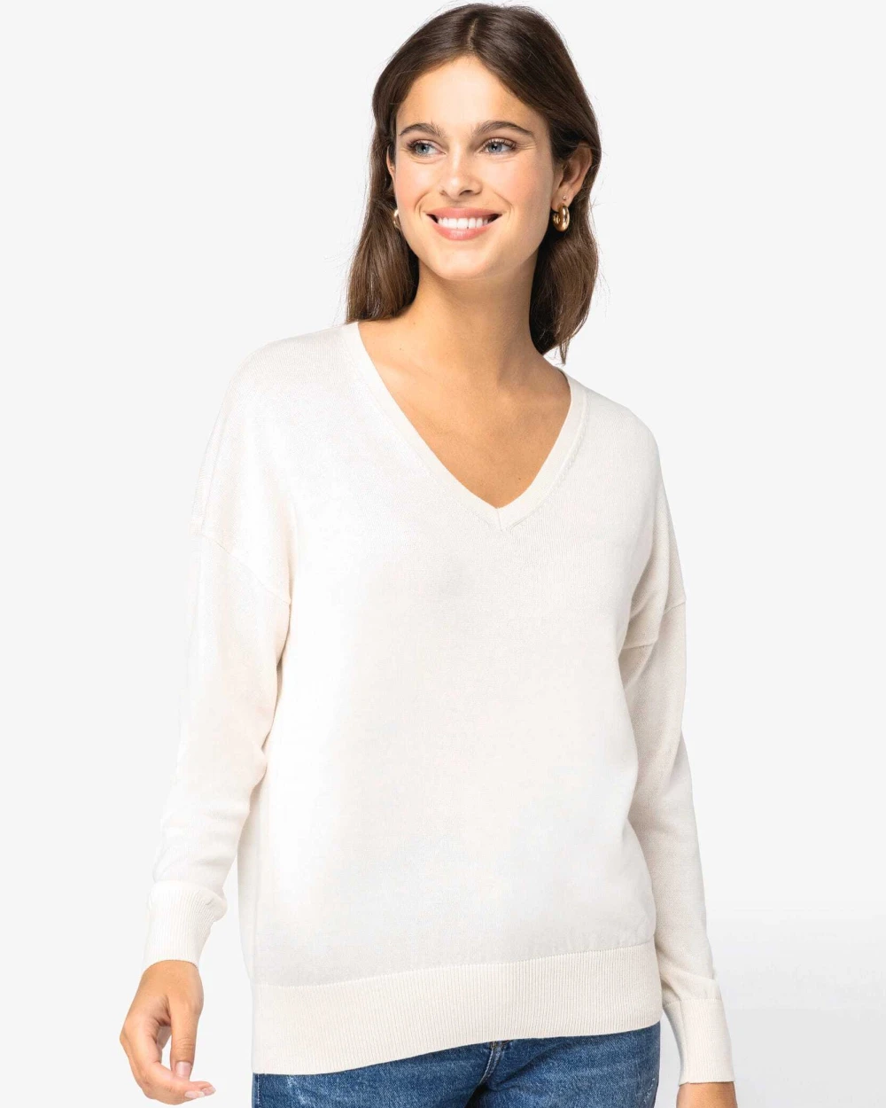SPASSO Umweltfreundlicher Damenpullover mit V-Ausschnitt aus Lyocell Pullovers personalisierbar
