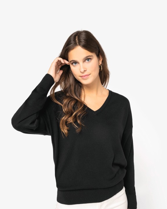 Pulls personnalisable SPASSO Pull écoresponsable col V en lyocell femme