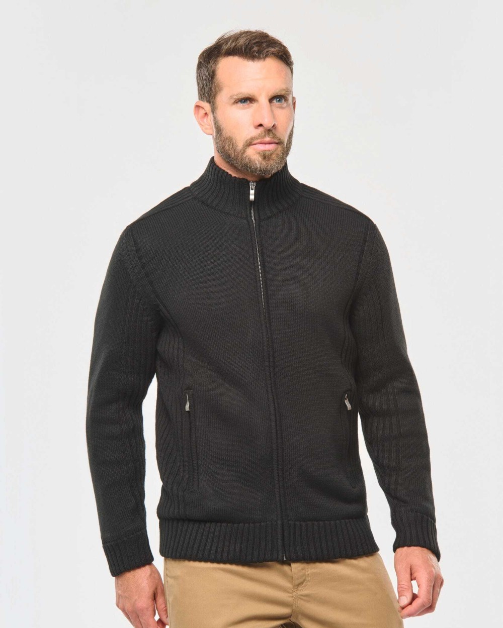 WK. DESIGNED TO WORK Strickjacke mit Fleecefutter, Herren Pullovers personalisierbar