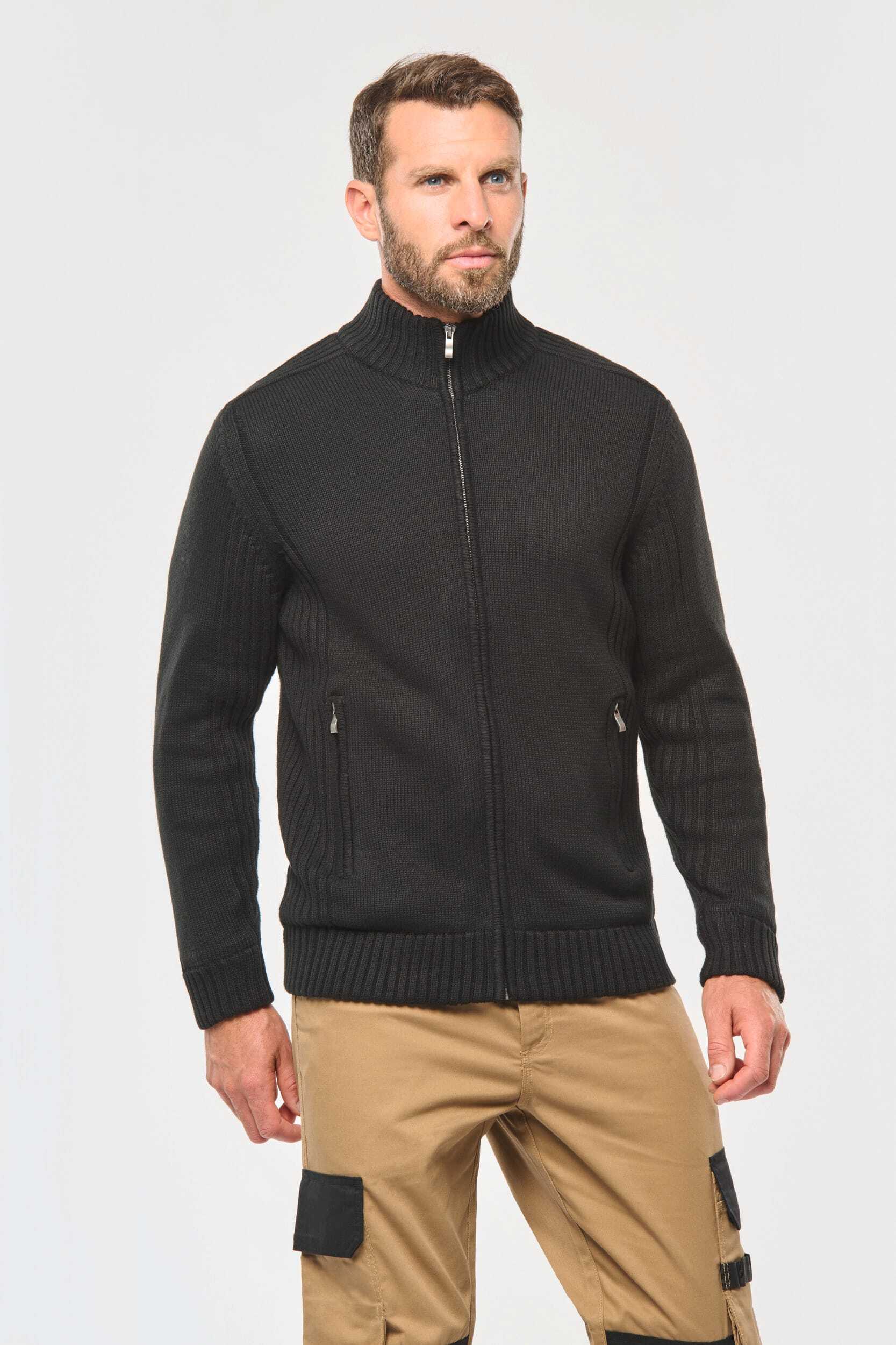 Pulls personnalisable WK. DESIGNED TO WORK Cardigan doublé polaire homme