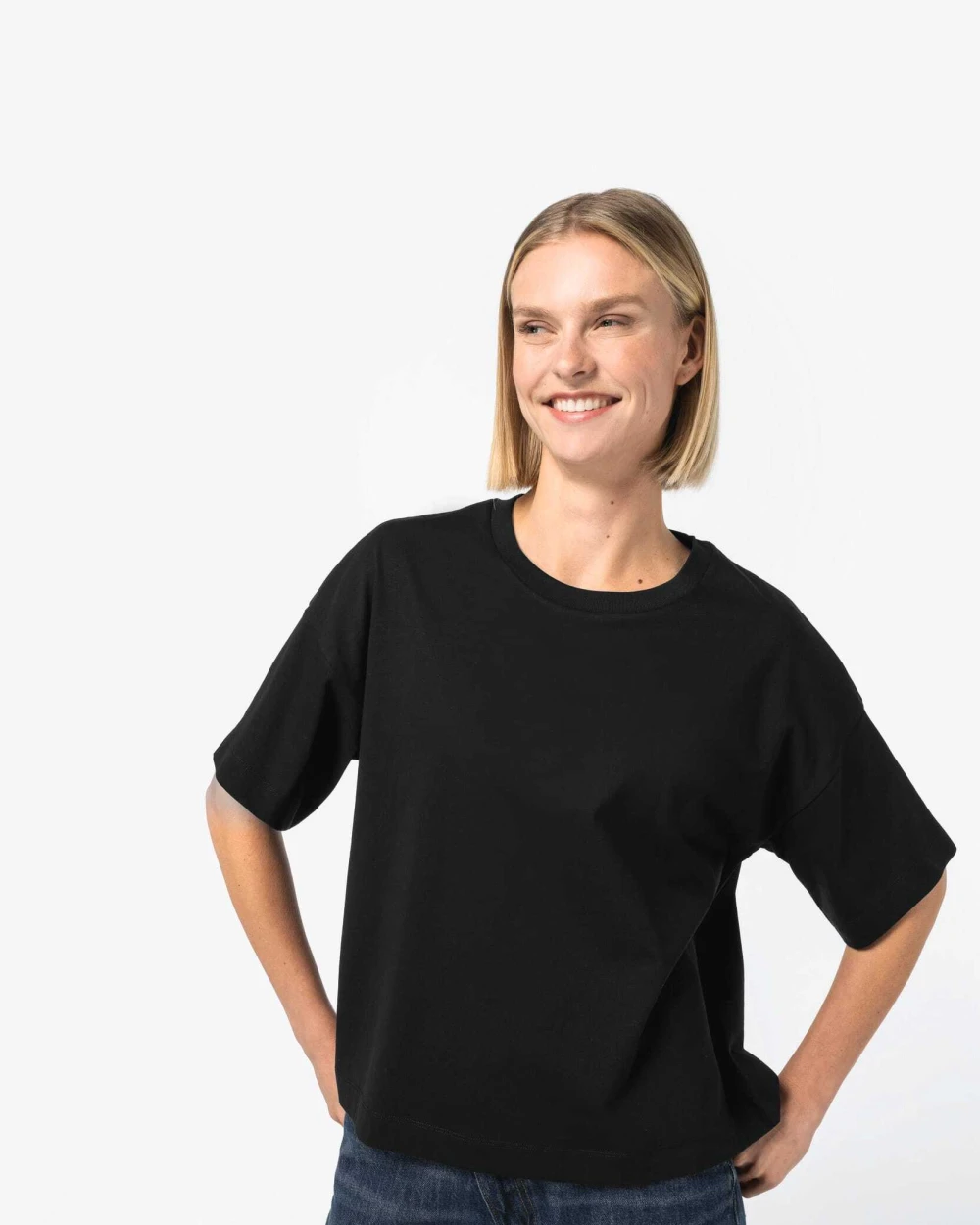 T-shirts NATIVE SPIRIT Duurzaam boxy dames-T-shirt met afhangende schouders voor bedrukking &amp; borduring