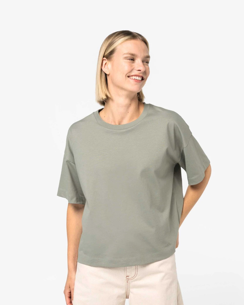 T-shirts NATIVE SPIRIT Duurzaam boxy dames-T-shirt met afhangende schouders voor bedrukking &amp; borduring
