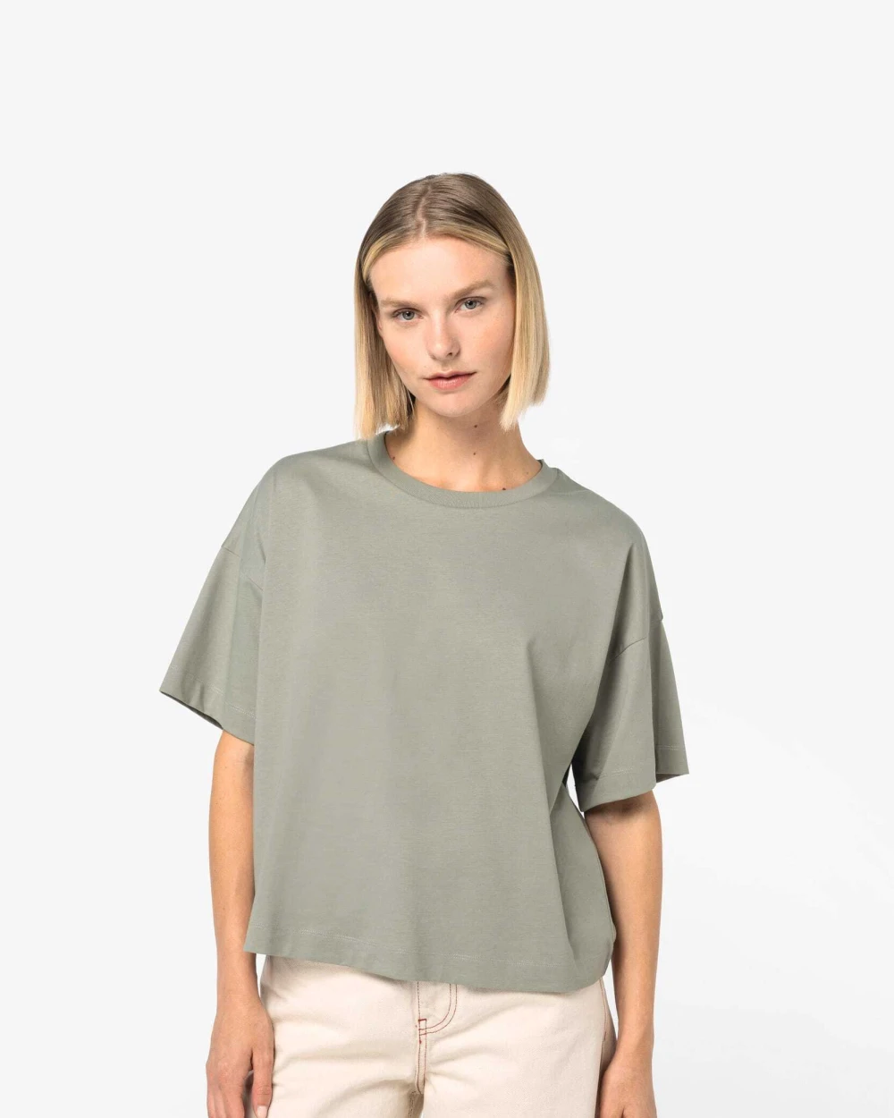 T-shirts NATIVE SPIRIT Duurzaam boxy dames-T-shirt met afhangende schouders voor bedrukking &amp; borduring