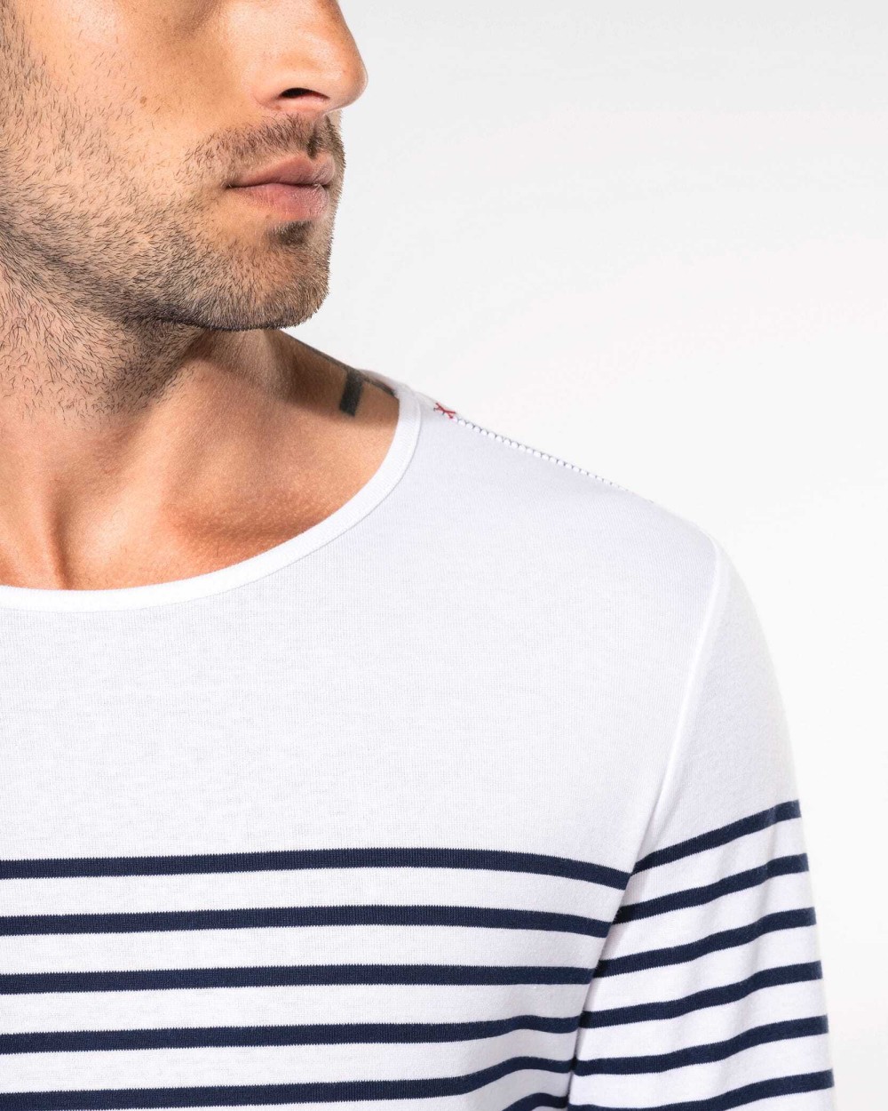 T-shirts KARIBAN Gestreept heren-t-shirt lange mouwen voor bedrukking &amp; borduring