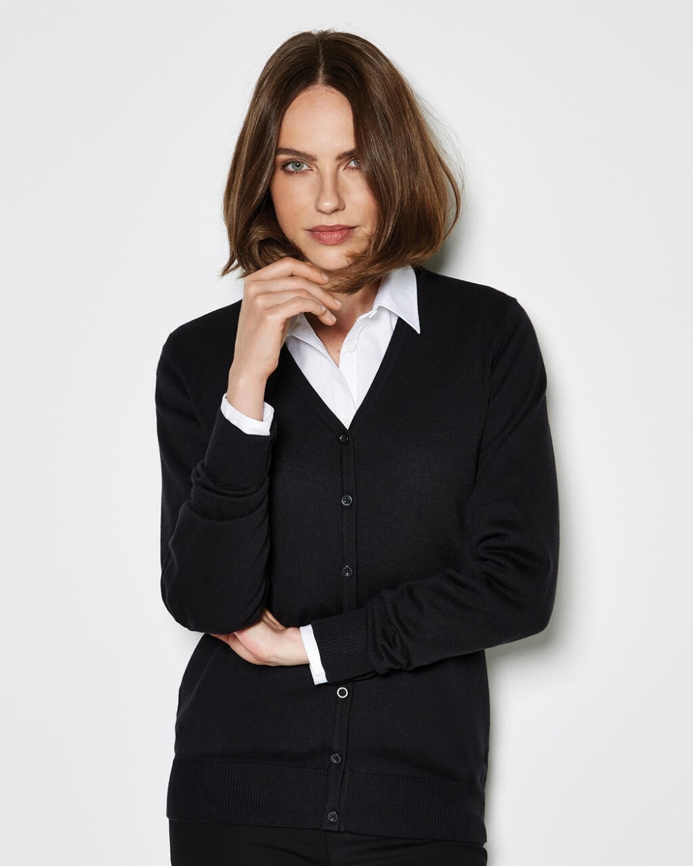Truien KUSTOM KIT Women's Classic Fit Arundel V Neck Cardigan voor bedrukking &amp; borduring