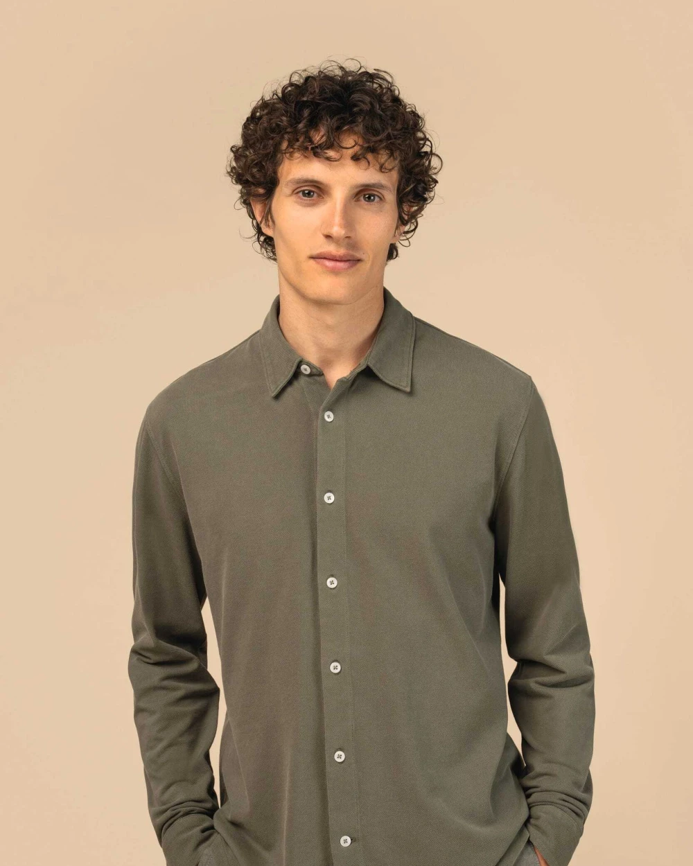 Hemden SPASSO Duurzaam herenoverhemd met verwassen look in piquétricot voor bedrukking &amp; borduring