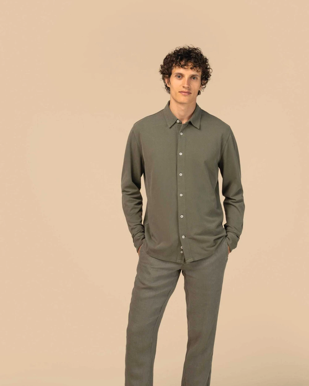 Chemises personnalisable SPASSO Chemise écoresponsable délavée en maille piquée homme