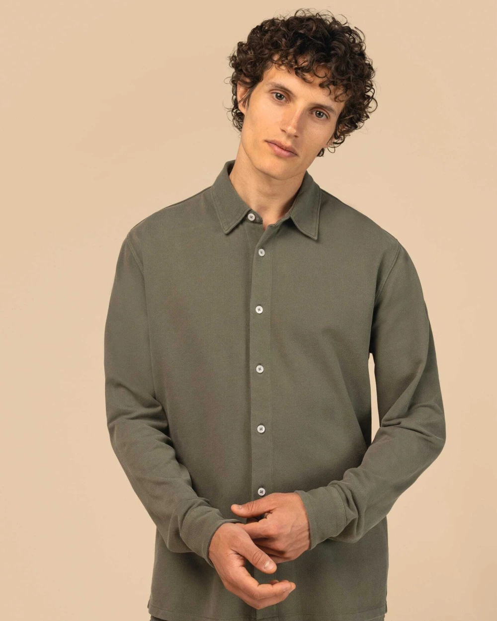 Chemises personnalisable SPASSO Chemise écoresponsable délavée en maille piquée homme