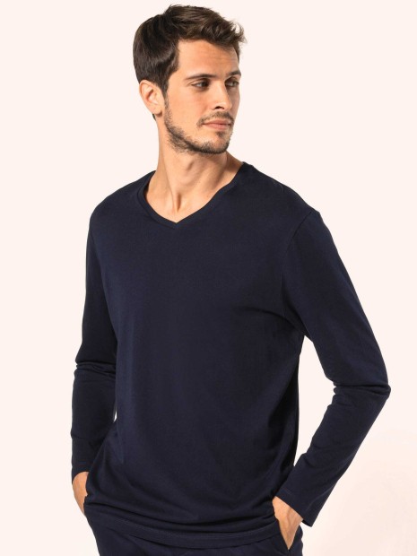 T-Shirts à personnaliser KARIBAN T-shirt Supima® col V manches longues homme 