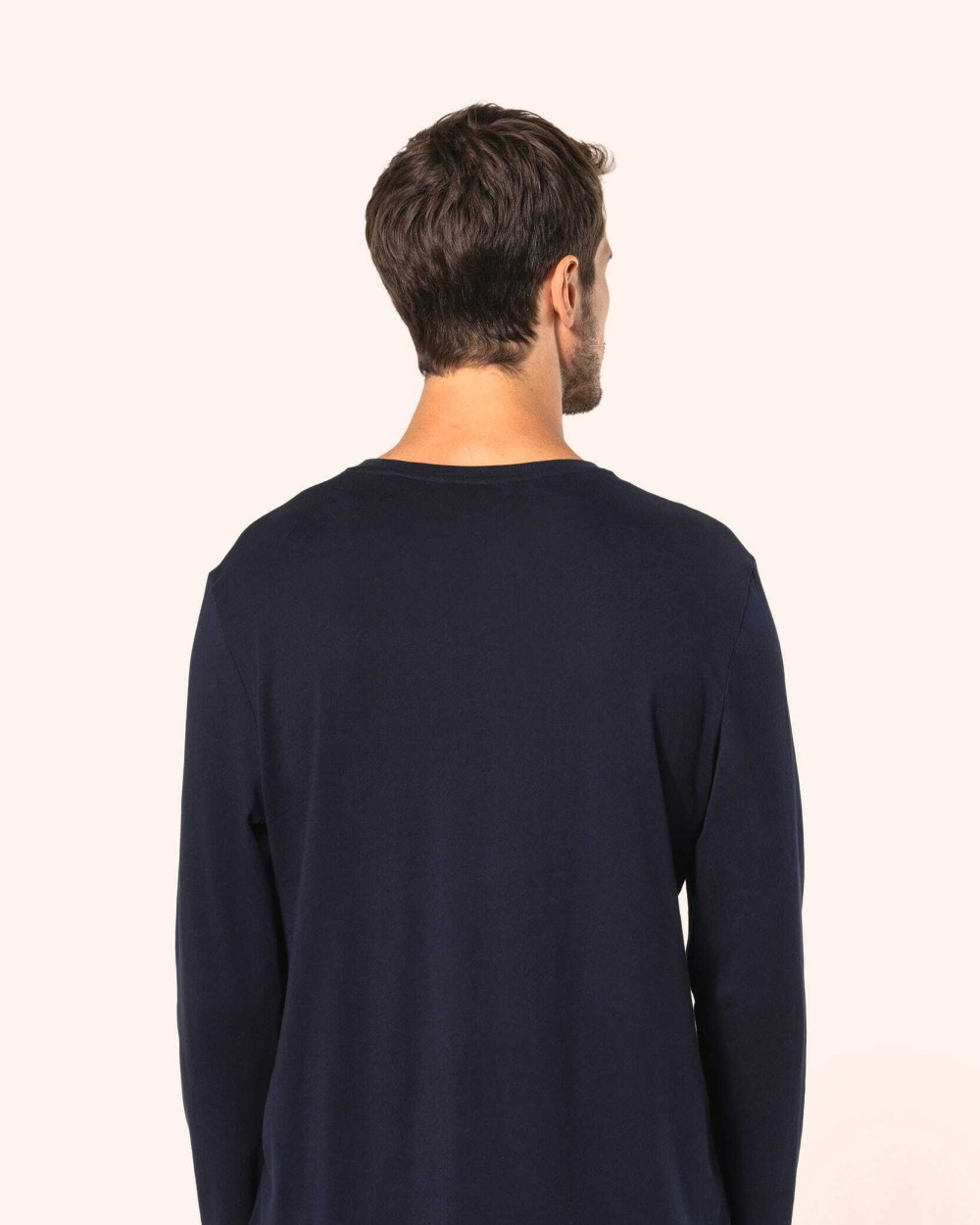 T-shirts KARIBAN Supima® heren-T-shirt V-hals lange mouwen voor bedrukking &amp; borduring