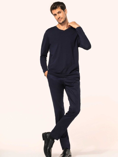 T-Shirts à personnaliser KARIBAN T-shirt Supima® col V manches longues homme 