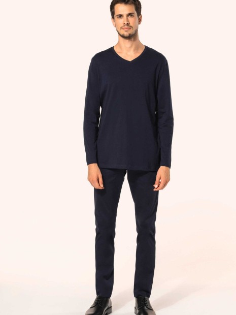 T-Shirts à personnaliser KARIBAN T-shirt Supima® col V manches longues homme 