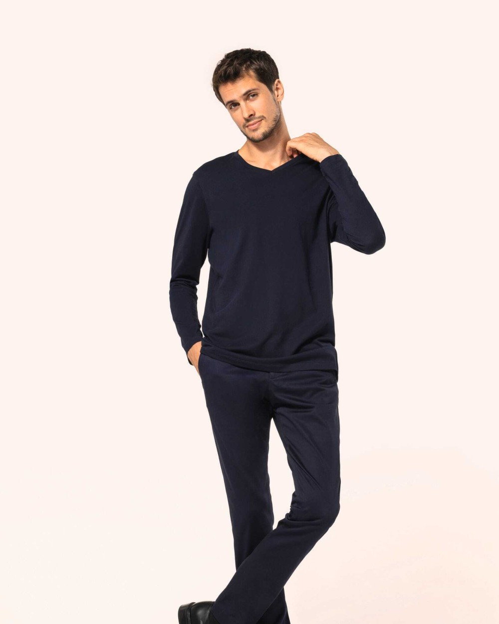 T-Shirts personnalisable KARIBAN T-shirt Supima® col V manches longues homme