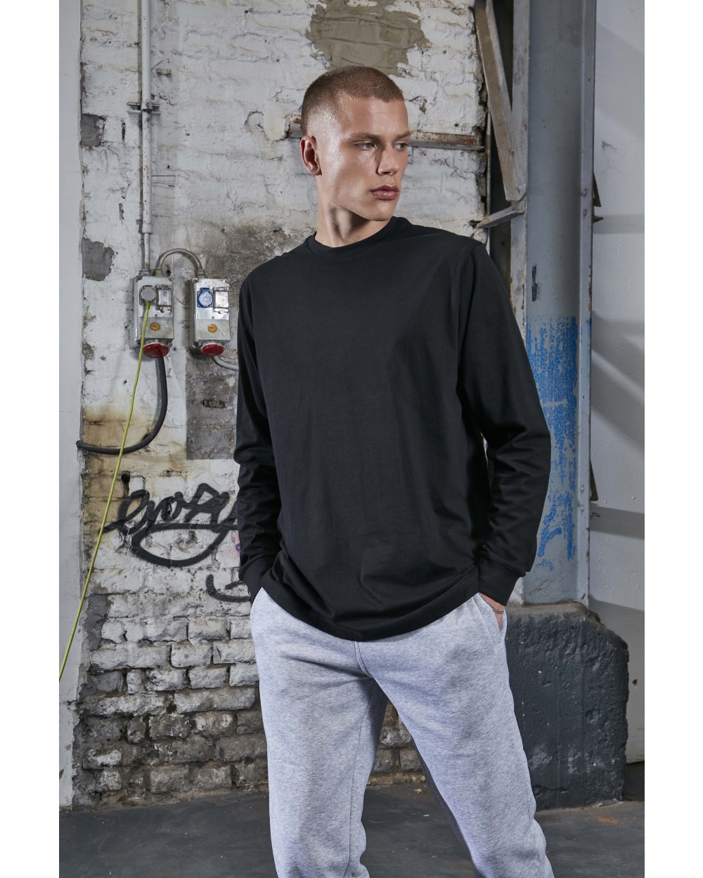 T-Shirts personnalisable BUILD YOUR BRAND Organic Long Sleeve With Cuffrib