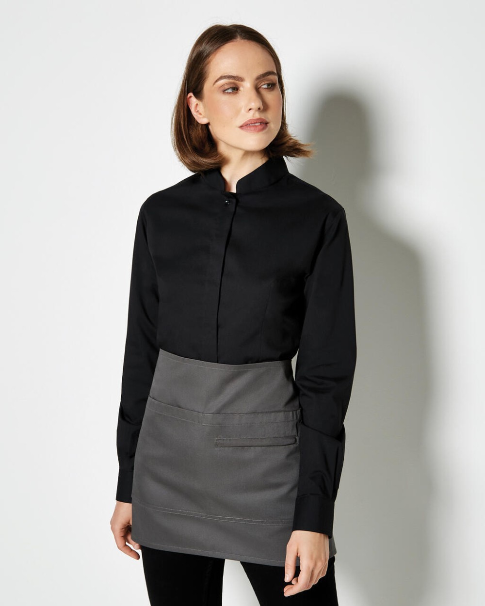 Chemises personnalisable KUSTOM KIT Women's Tailored Fit Mandarin Collar Shirt