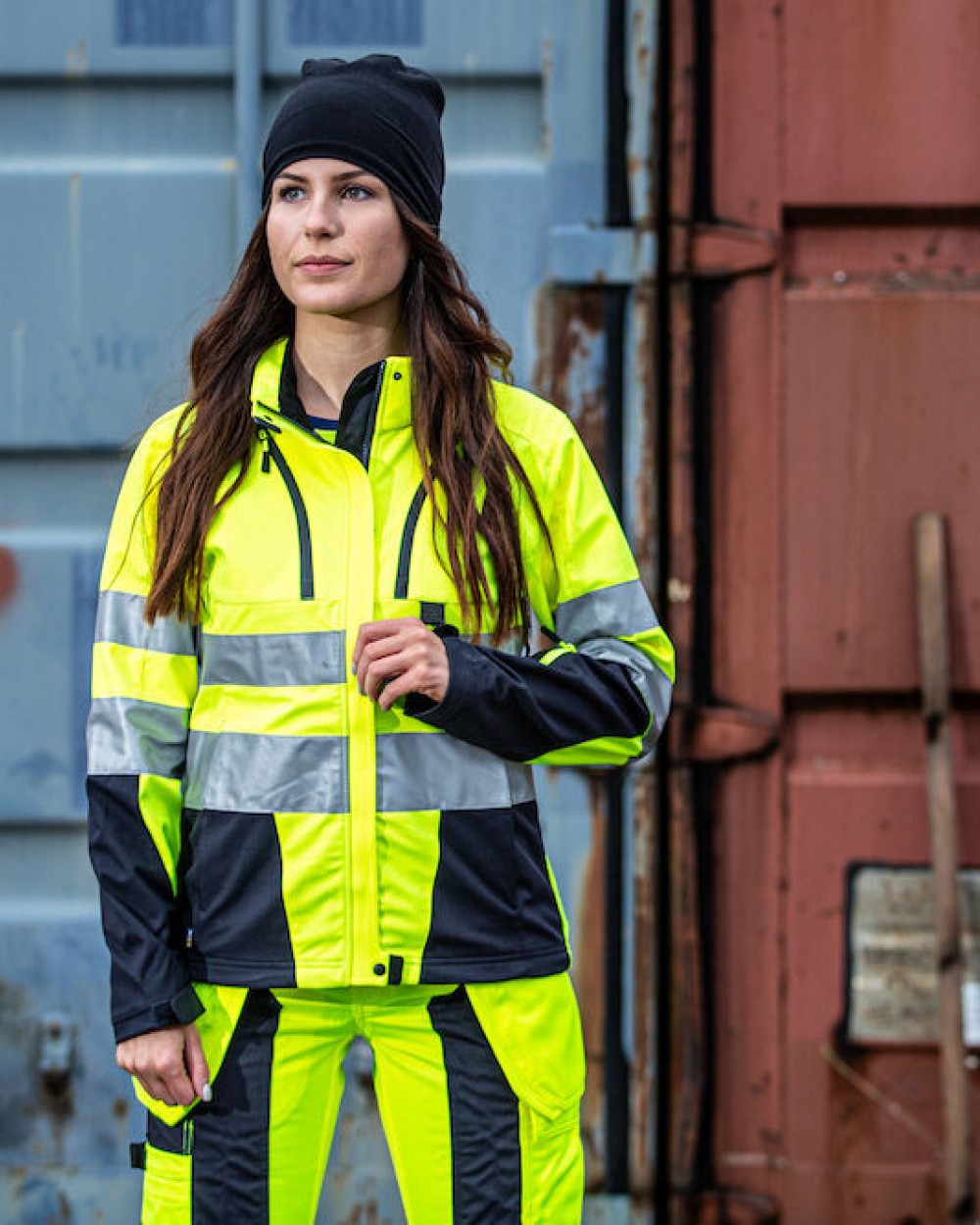 Broeken PROJOB 6519 SIGNALISATIE BROEK MET KNIEZAKKEN EN SPIJKERKZAKKEN EN ISO 20471 KLASSE 2 DAMES voor bedrukking &amp; borduring