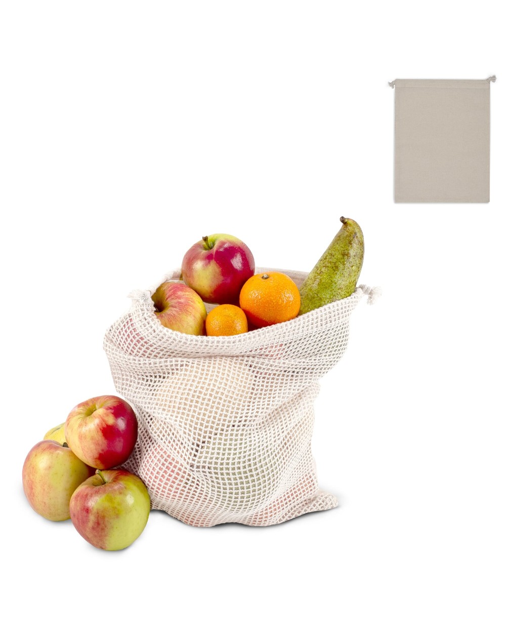 Tassen & Zakken 4DO Herbruikbaar groente & fruit zakje OEKO-TEX® katoen ecru 25x30cm voor bedrukking &amp; borduring
