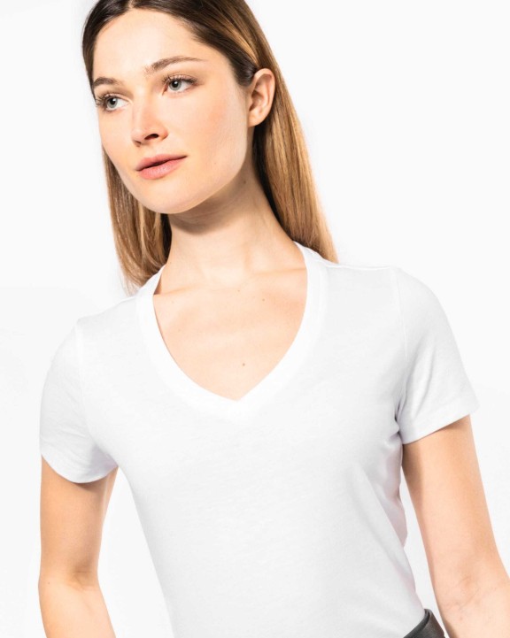 T-shirts KARIBAN Dames-t-shirt Supima® V-hals korte mouwen voor bedrukking &amp; borduring
