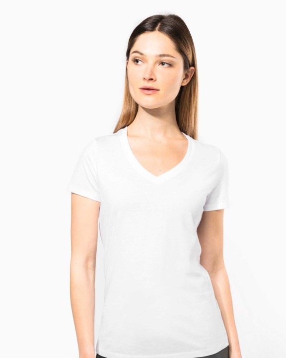 T-shirts KARIBAN Dames-t-shirt Supima® V-hals korte mouwen voor bedrukking &amp; borduring