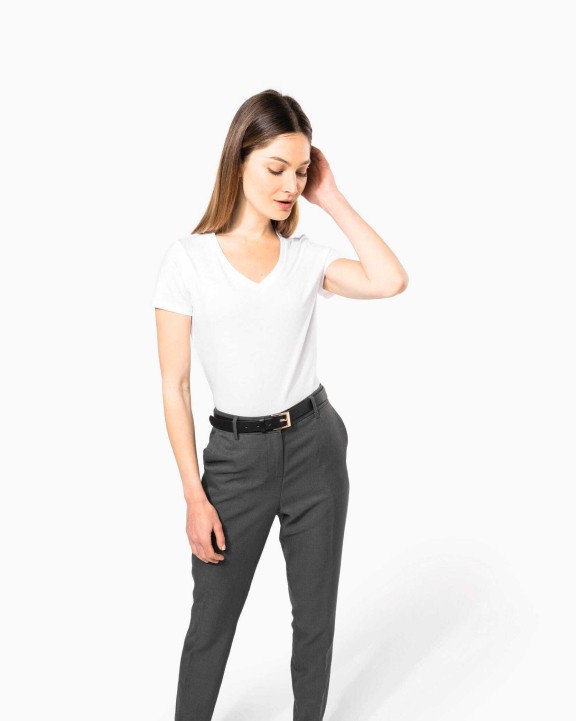 T-shirts KARIBAN Dames-t-shirt Supima® V-hals korte mouwen voor bedrukking &amp; borduring