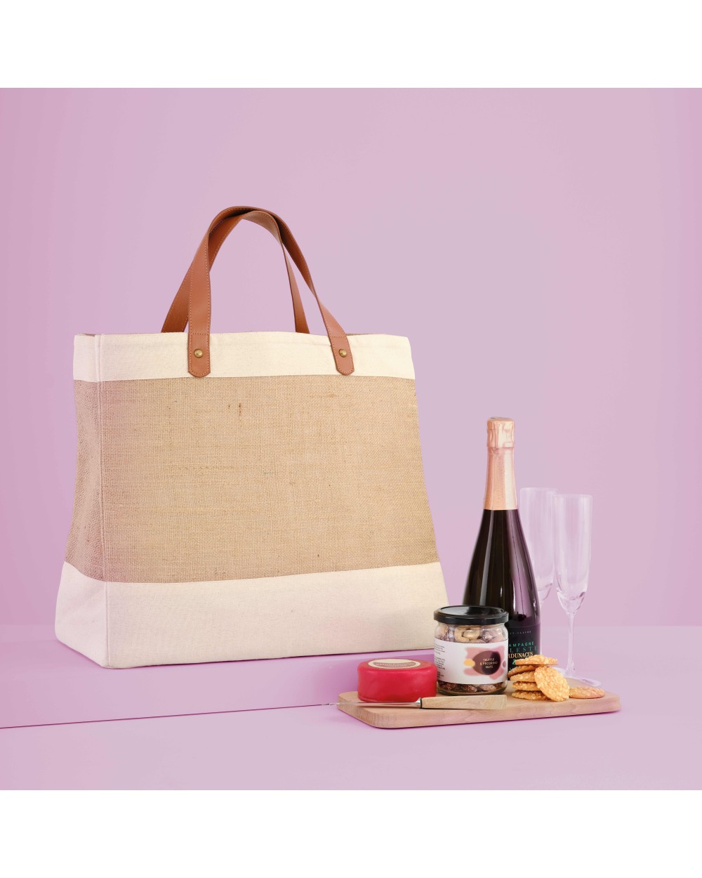 Tassen & Zakken NUTSHELL Adley jute with faux leather tote voor bedrukking &amp; borduring