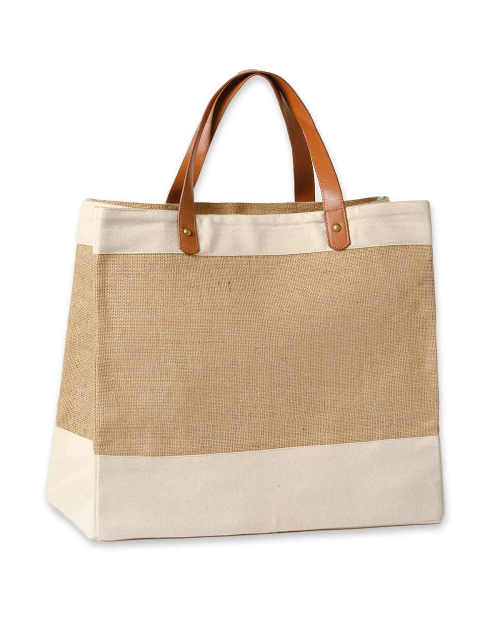 NUTSHELL Adley jute with faux leather tote Taschen personalisierbar