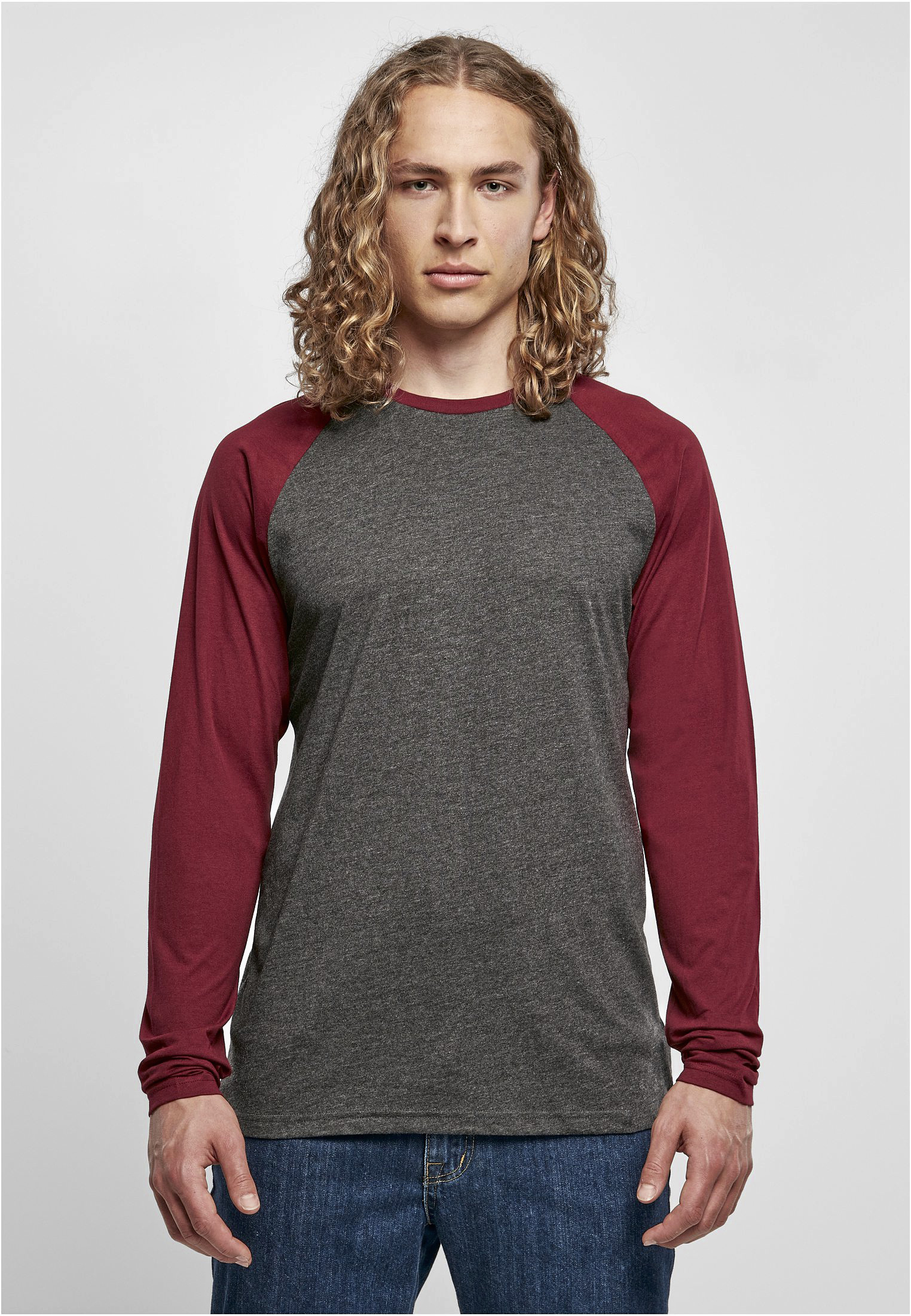 T-Shirts personnalisable BUILD YOUR BRAND Men´s Contrast Raglan Longsleeve T-Shirt