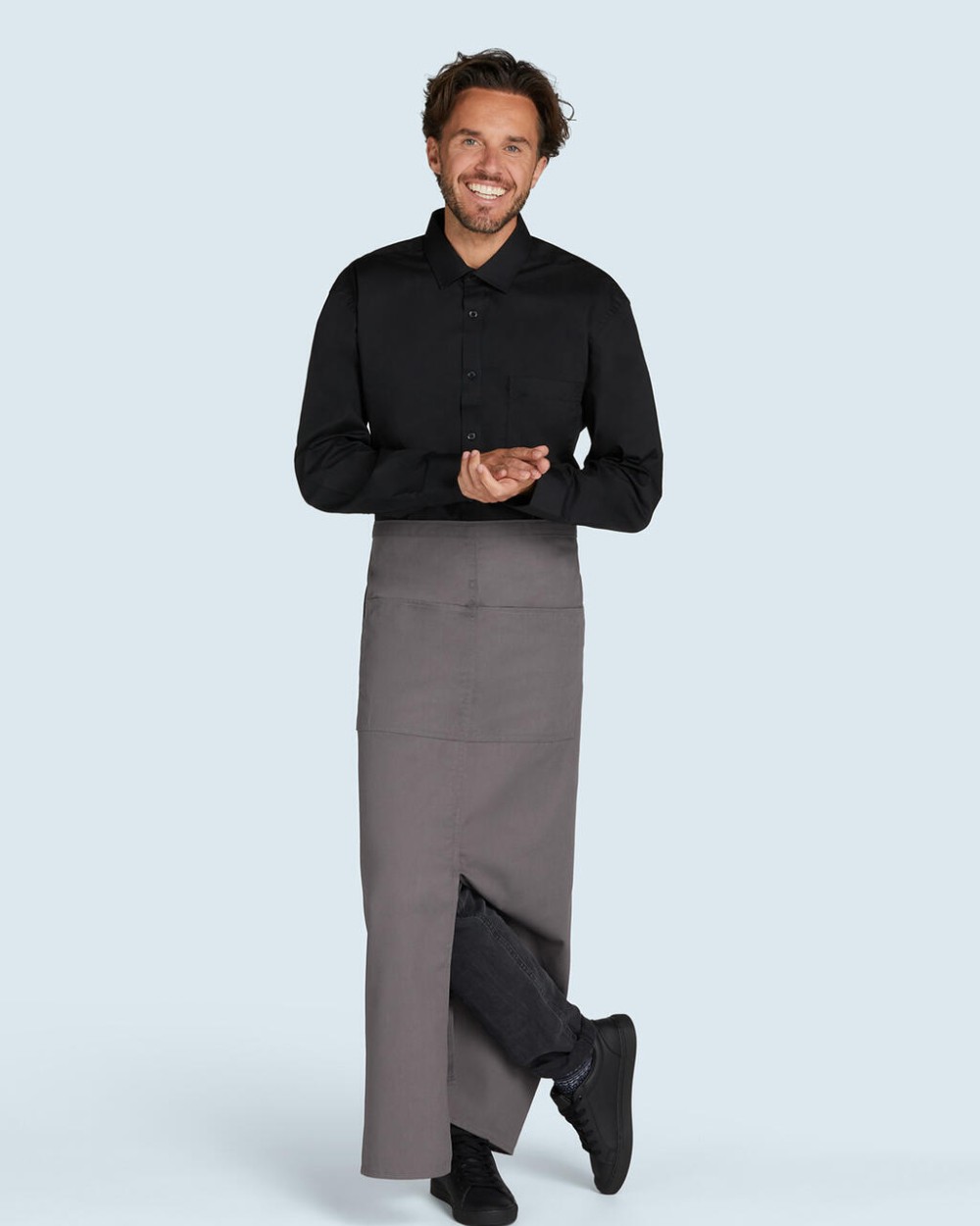 Tabliers personnalisable BISTRO BY JASSZ BERLIN Long Bistro Apron with Vent and Pocket