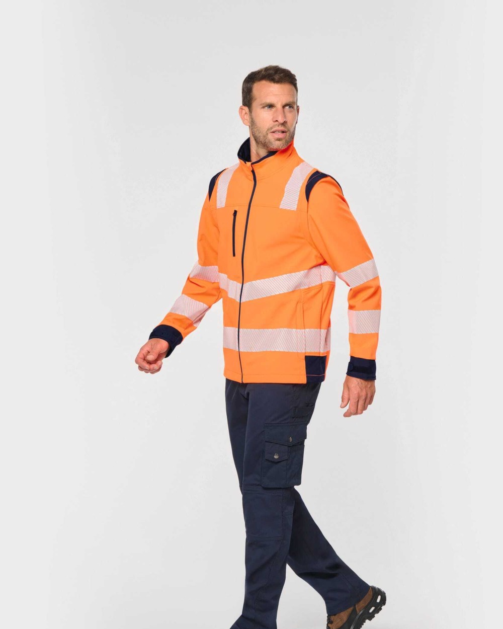 Softshells personnalisable WK. DESIGNED TO WORK Veste softshell de sécurité recyclée avec manches détachables unisexe