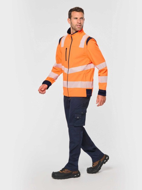 Softshells à personnaliser WK. DESIGNED TO WORK Veste softshell de sécurité recyclée avec manches détachables unisexe 