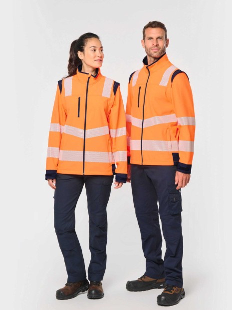 Softshells à personnaliser WK. DESIGNED TO WORK Veste softshell de sécurité recyclée avec manches détachables unisexe 