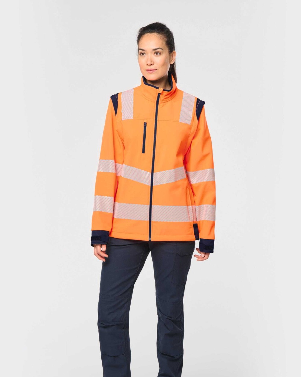 Softshells personnalisable WK. DESIGNED TO WORK Veste softshell de sécurité recyclée avec manches détachables unisexe