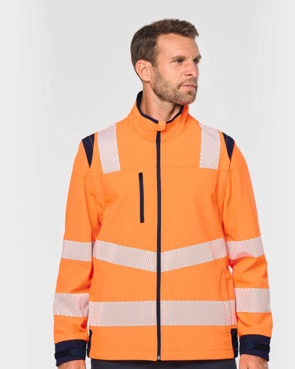 Softshells personnalisable WK. DESIGNED TO WORK Veste softshell de sécurité recyclée avec manches détachables unisexe