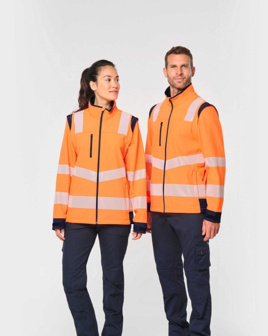 Softshells personnalisable Wk. Designed To Work Veste softshell de sécurité recyclée avec manches détachables unisexe