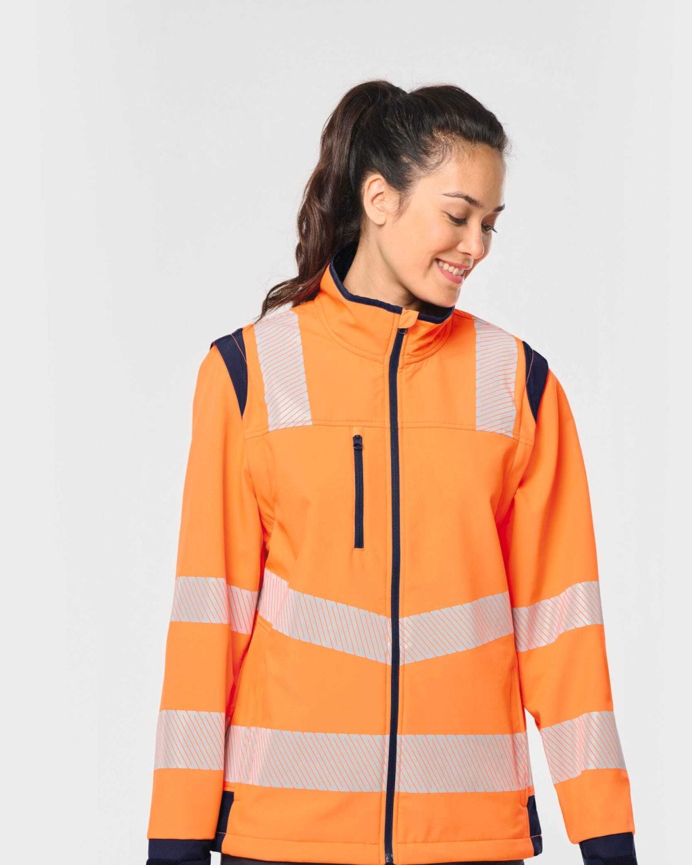 Softshells personnalisable WK. DESIGNED TO WORK Veste softshell de sécurité recyclée avec manches détachables unisexe