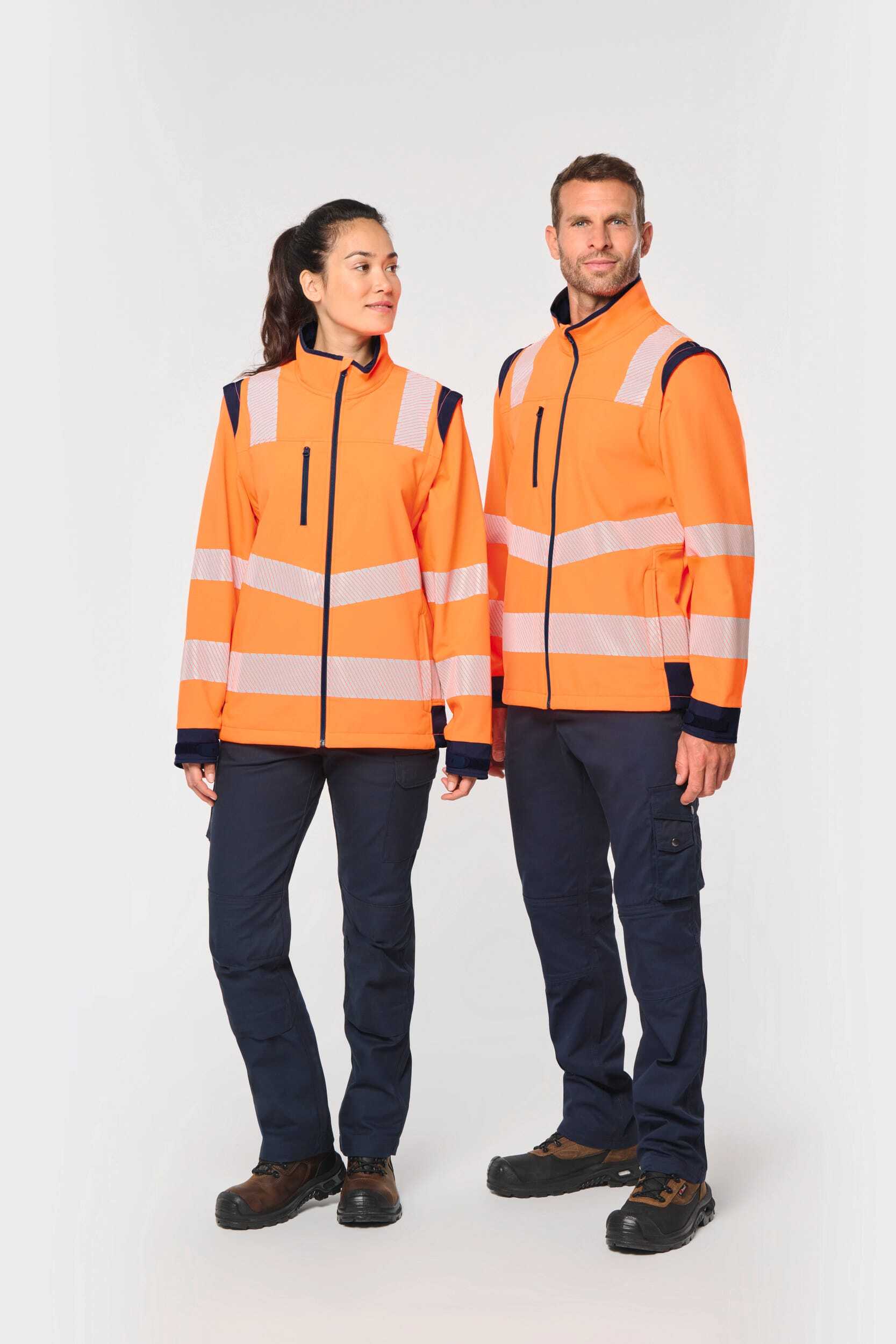 Softshells personnalisable WK. DESIGNED TO WORK Veste softshell de sécurité recyclée avec manches détachables unisexe
