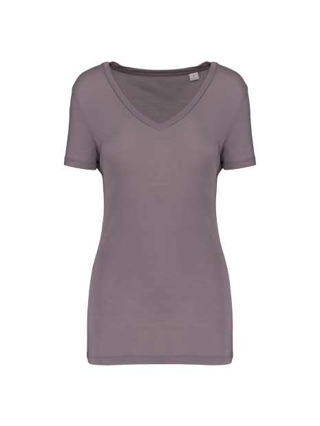 KARIBAN T-shirt Lyocell TENCEL™ col V manches courtes femme /api/colors/0e384799-3b2d-4efe-bbd7-7cd704052630 personnalisable