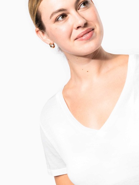 T-Shirts à personnaliser KARIBAN T-shirt Lyocell TENCEL™ col V manches courtes femme 