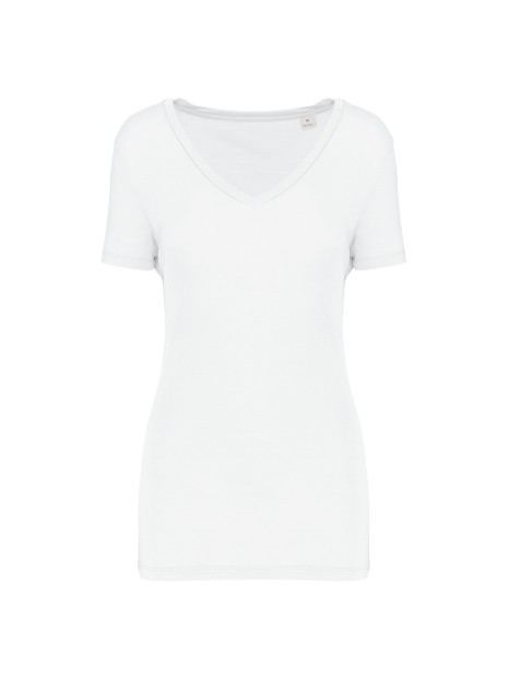 KARIBAN T-shirt Lyocell TENCEL™ col V manches courtes femme /api/colors/7a92cd2d-10d2-40b4-928b-296bb7487506 personnalisable