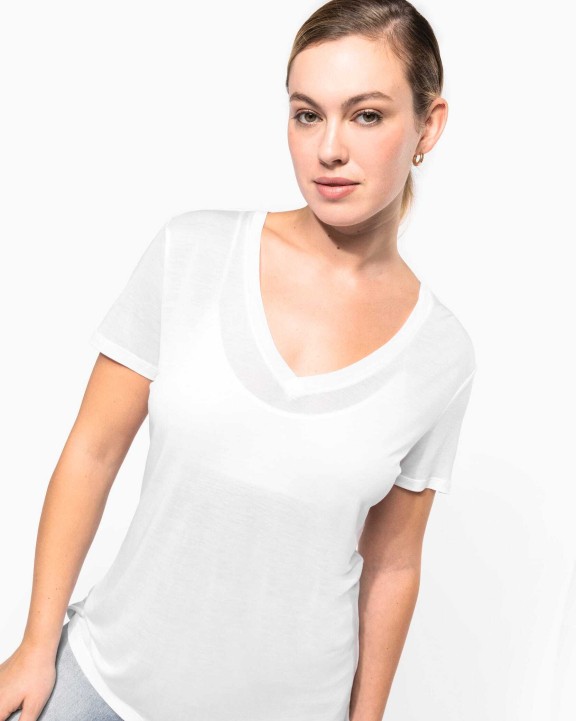 T-Shirts personnalisable KARIBAN T-shirt Lyocell TENCEL™ col V manches courtes femme
