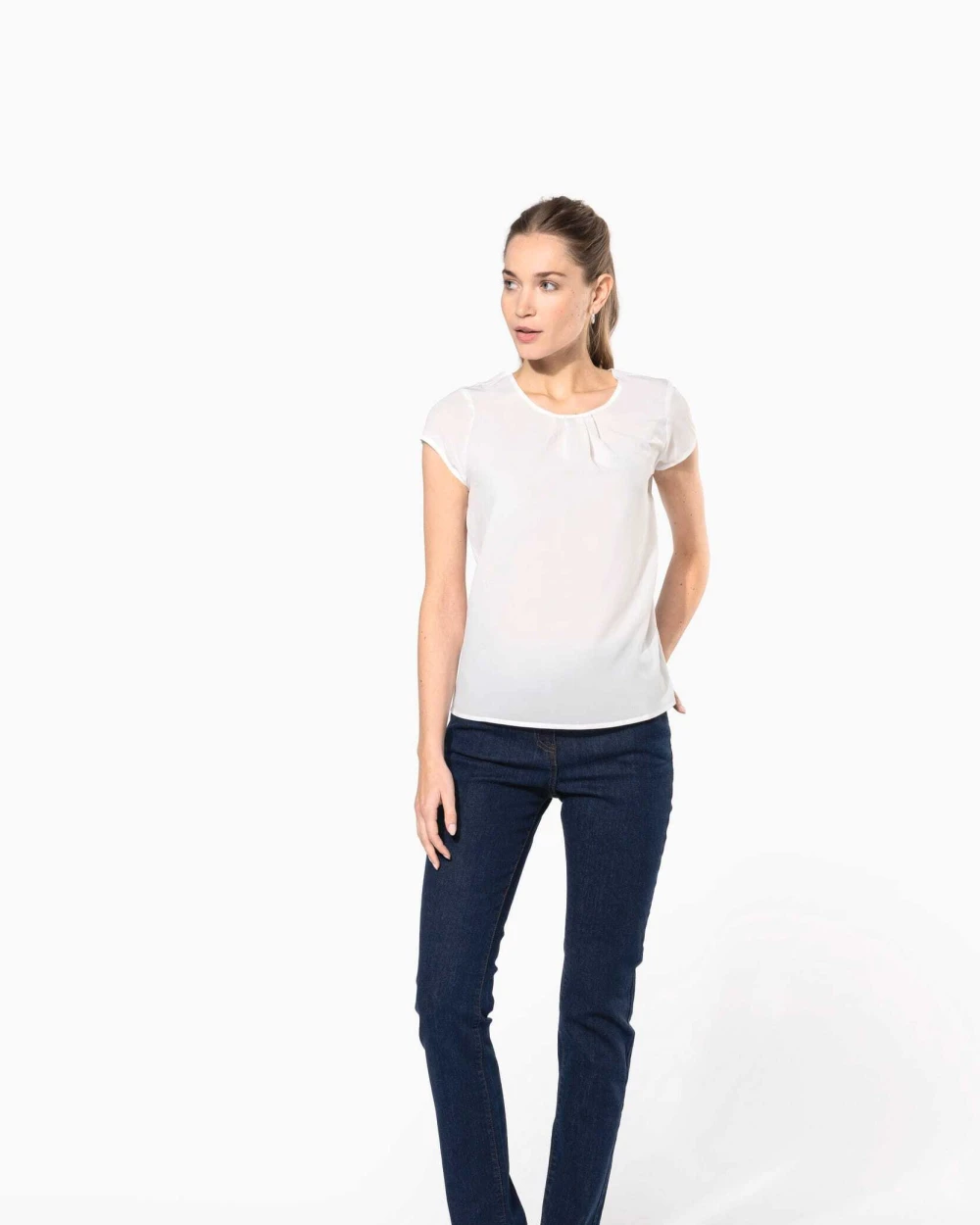 T-Shirts personnalisable KARIBAN Blouse crêpe manches courtes femme