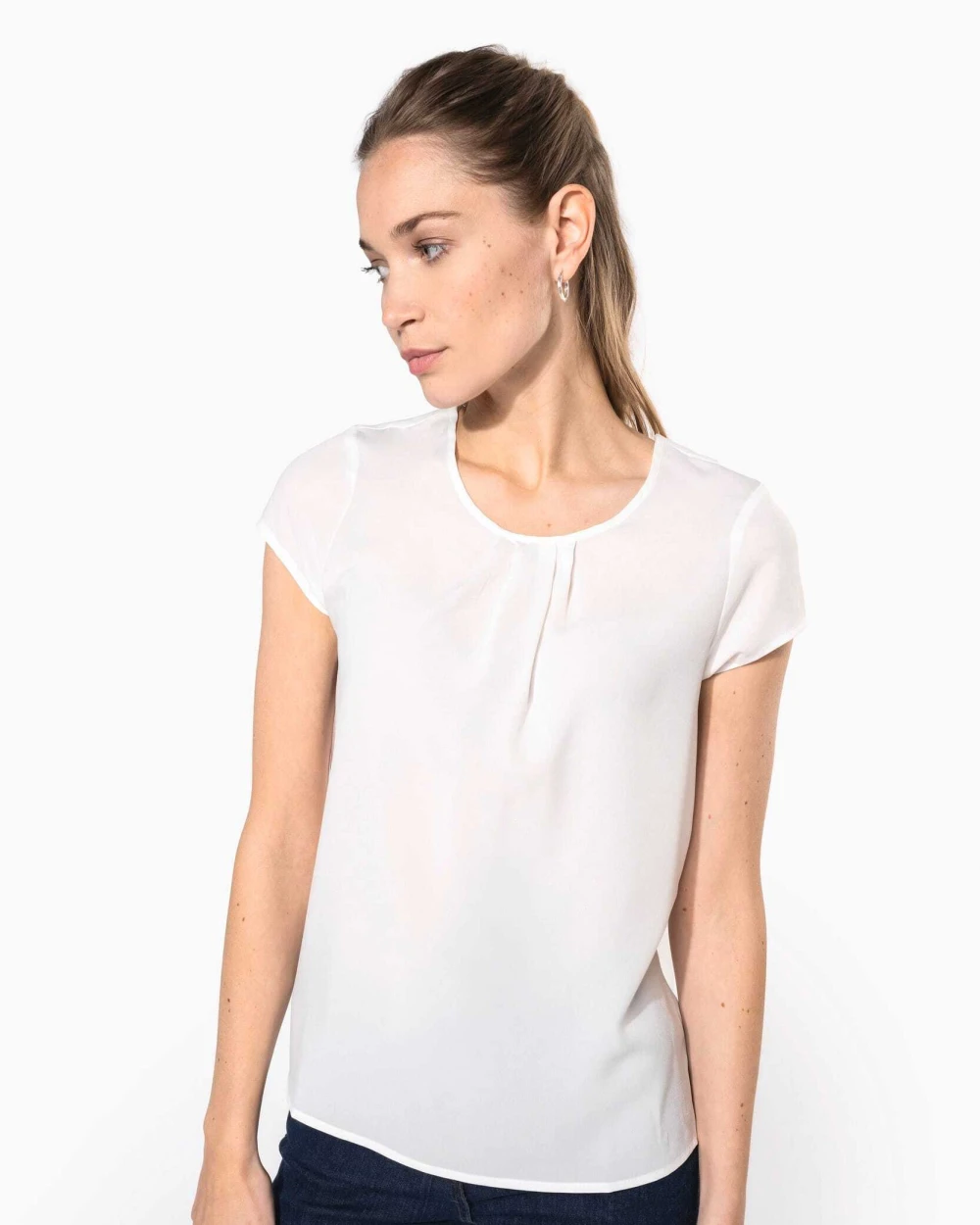 T-Shirts personnalisable KARIBAN Blouse crêpe manches courtes femme