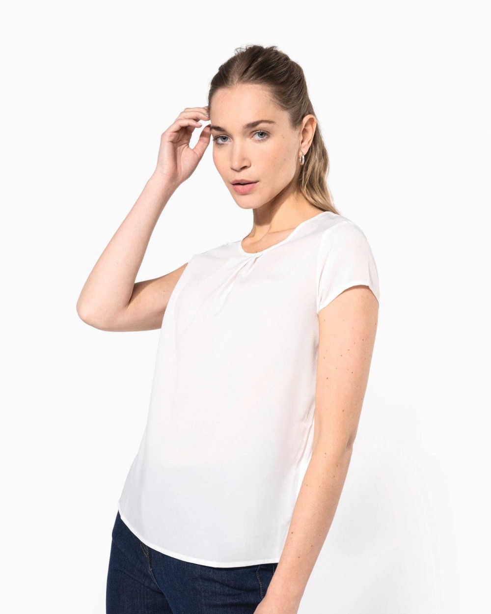 T-Shirts personnalisable KARIBAN Blouse crêpe manches courtes femme