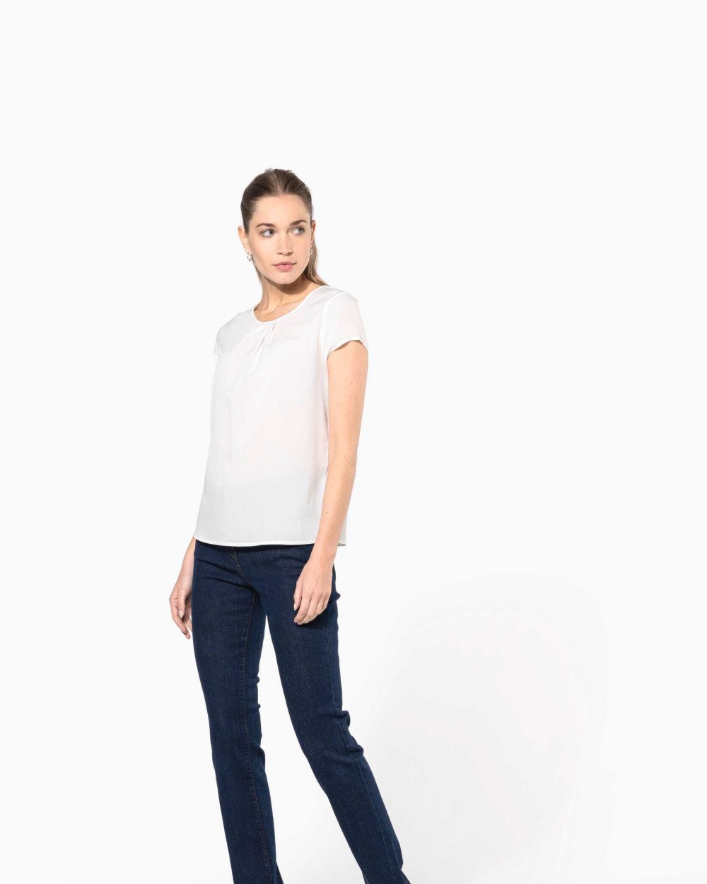 KARIBAN Kurzarm-Kreppbluse für Damen T-Shirts personalisierbar